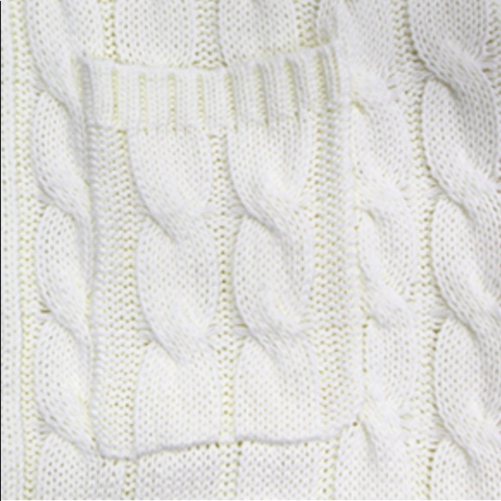 White Cable Knit Button Open Front Cardigan - Picture 4 of 5